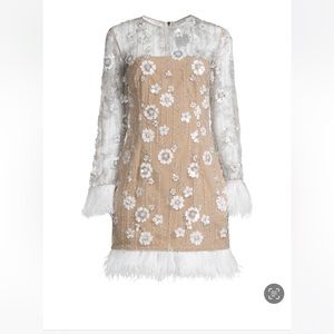 Elliatt Grandis Feather-Trim Minidress size small